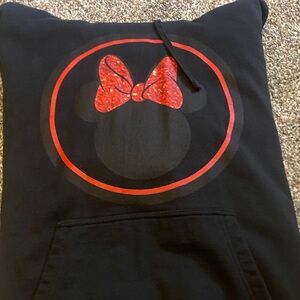 Disney Black Hoodie with black Minnie and with Red Bow Graphic